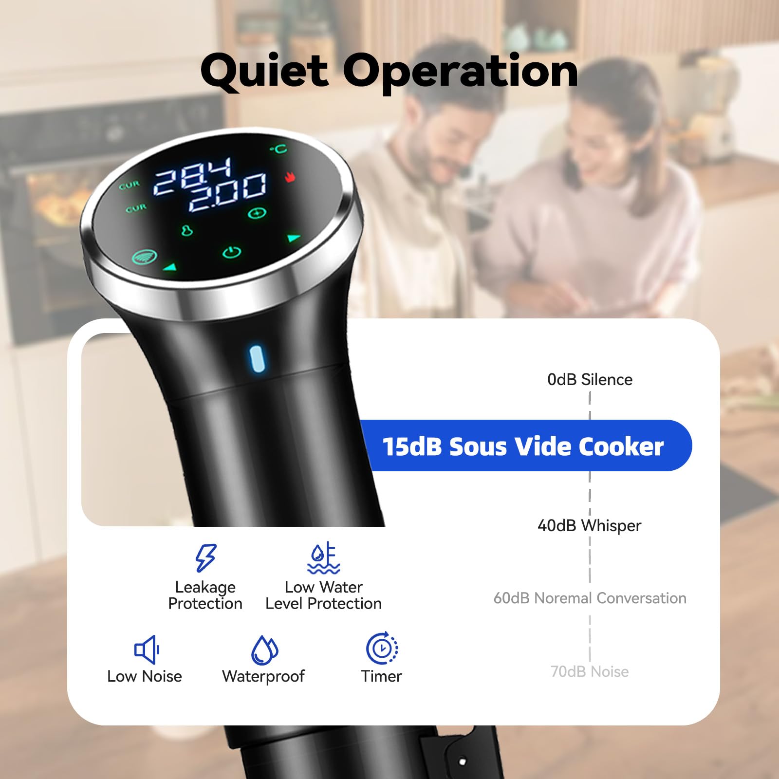 WiFi Sous Vide Cooker with APP Control,1100W Sous Vide Immersion, 3D Heating& LED Display for Fathers Day Kitchen Gifts for Men,Temperature Range 77-203℉ Ultra-Quiet Slow Cooking Sous-vide APP Control
