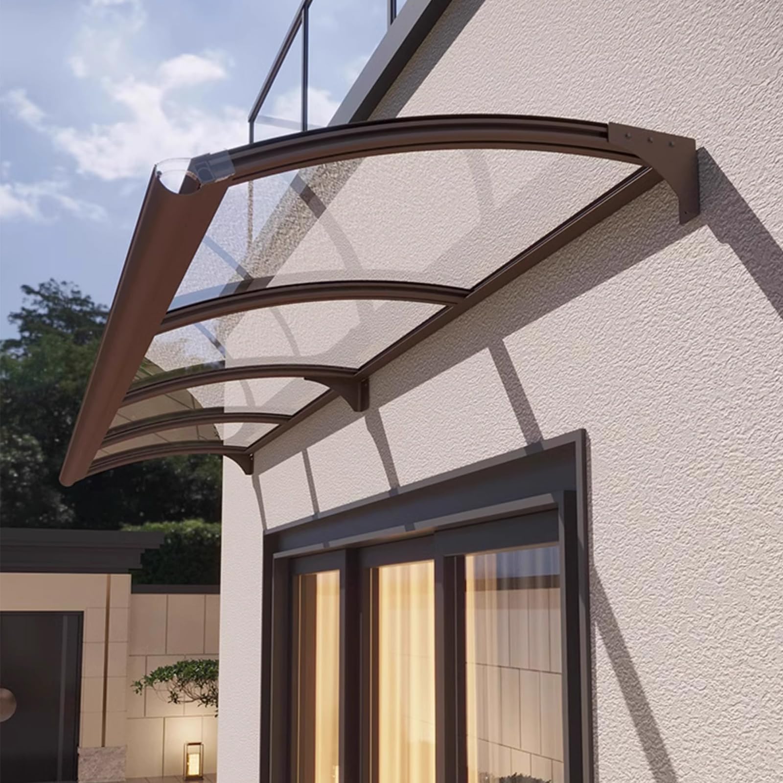 Tettoia Pensilina da Esterno,Pensilina Tettoia per Porta,Pensilina Ingresso per Trasparente,Pensilina per Copertura in PC,per Porta o Finestra Impermeabile e Anti-UV (45x180cm/18"x71")