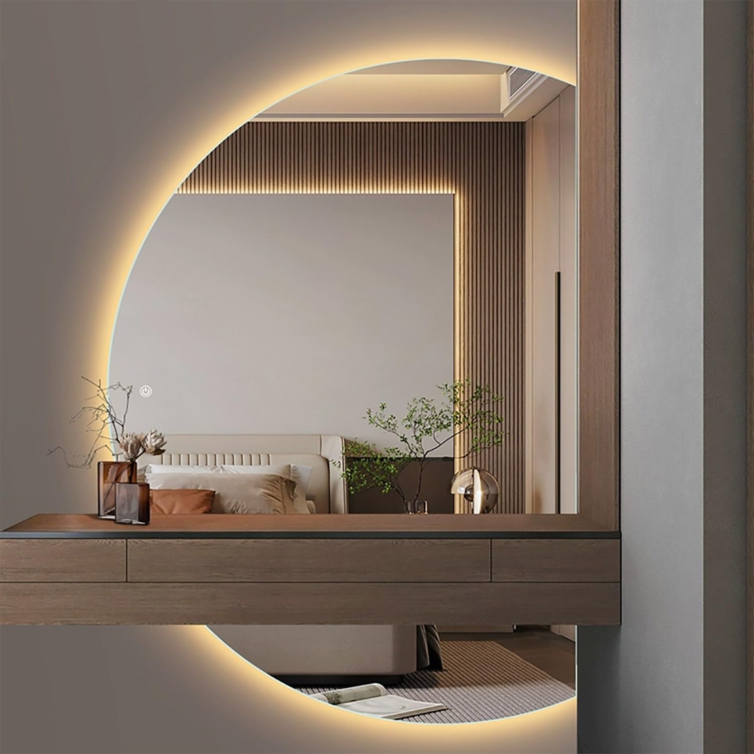 FGXHHS Dimmable Backlit with Touch Switch, Anti-Fog, Shatter Proof, Frameless Design for Vanity Lighting