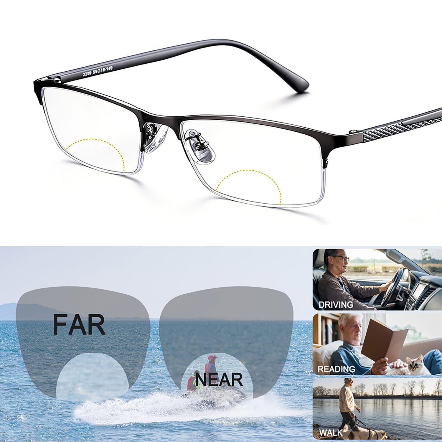 Intelligente zoom Brille, photochrome Lesebrille für Altersweitsichtigkeit, klassisch Rechteckige Sonnenbrille für Herren