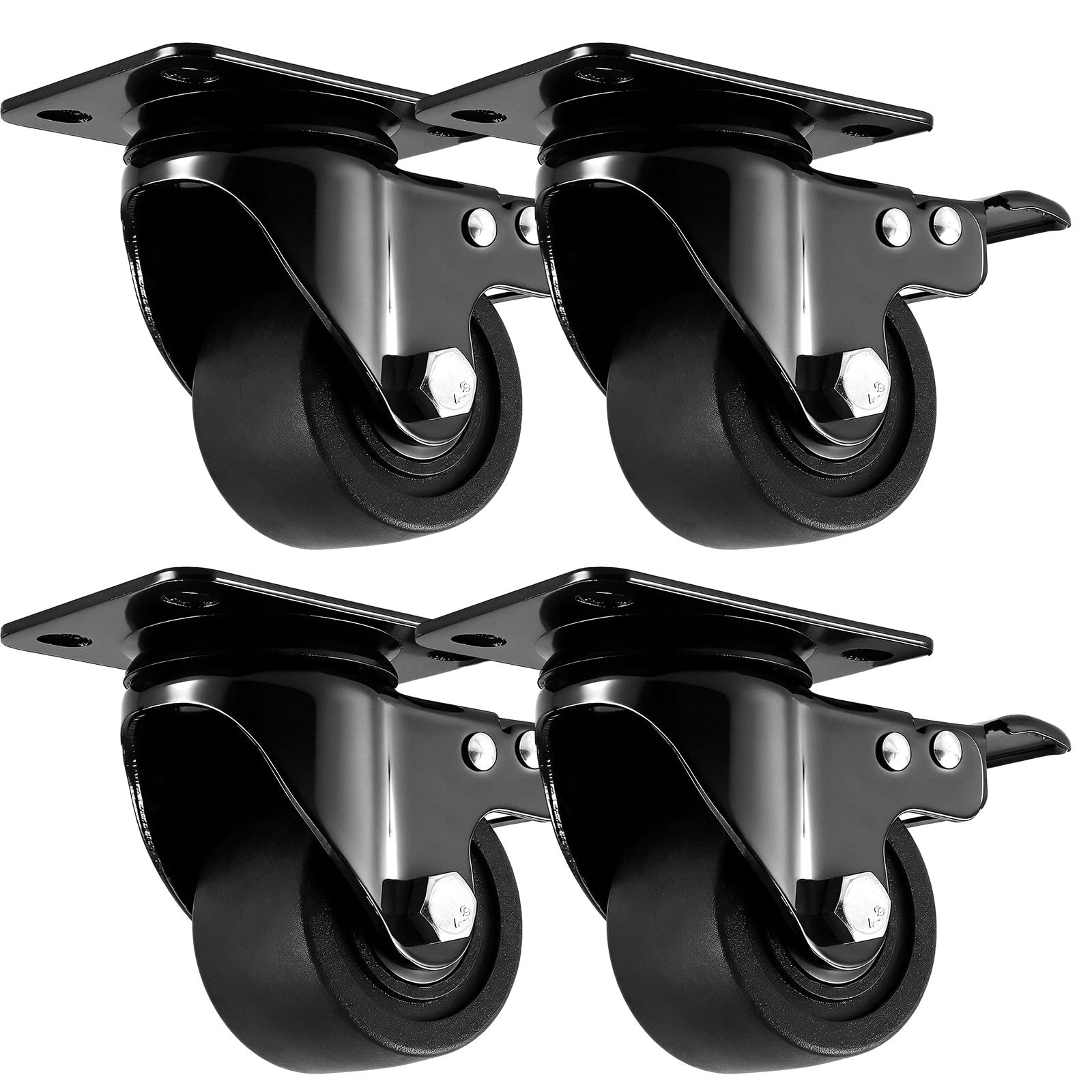 Produktbild von 4x Schwere Gummi-Lenkrollen 100 Mm – 600 Kg Tragkraft Pro Rolle, Ideal Für Möbel & Maschinen!