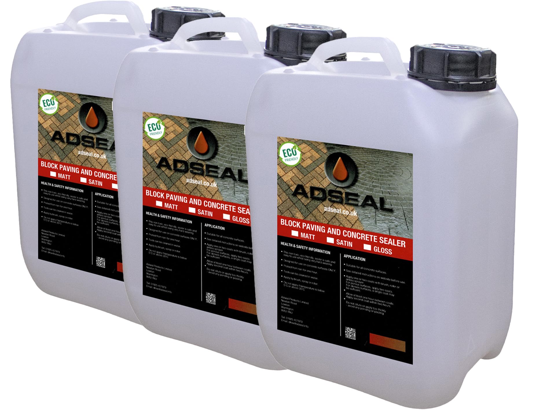 AdSeal Block Paving and Concrete Sealer, Water-Based sealer suitable for Block Paving, Imprinted,Pressed, Stamped, Flags or any Concrete Surface - Matt Finish (Standard, 15 Litre)