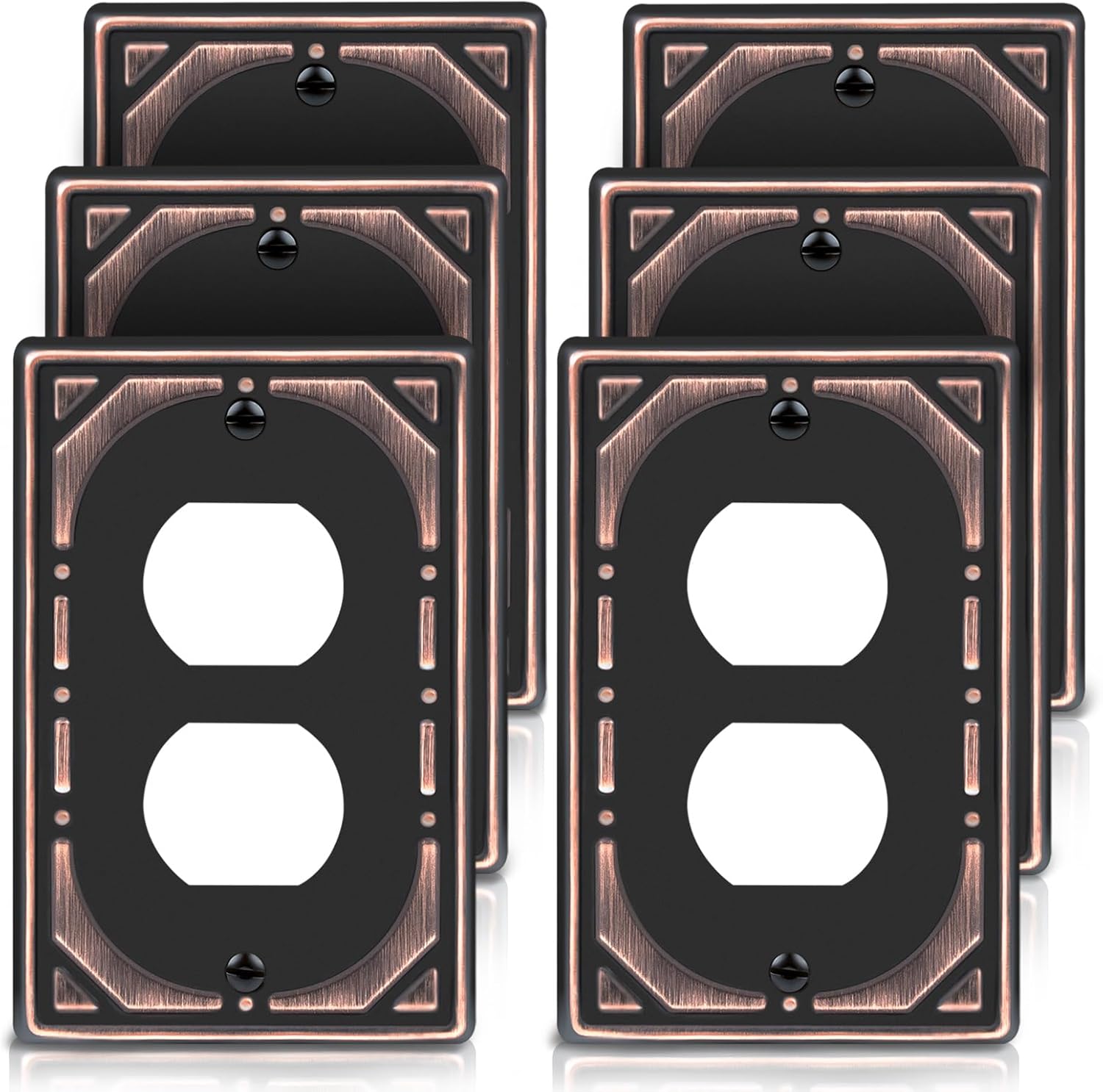 BEYIMEN 6 Pack Oil Rubbed Bronze Metal Duplex Outlet Covers - Retro Decorative 1-Gang Wall Plates for Outlets & Switches