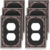 BEYIMEN 6 Pack Oil Rubbed Bronze Metal Duplex Outlet Covers - Retro Decorative 1-Gang Wall Plates for Outlets & Switches