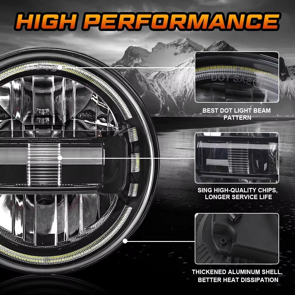 Fari Anteriori Auto Per Jeep Per Wrangler JK Fuoristrada Fari di Montaggio Led 12V 24v DRL Luce di Marcia Faro Led da 7 Pollici Faro Principale Auto(Chrome)