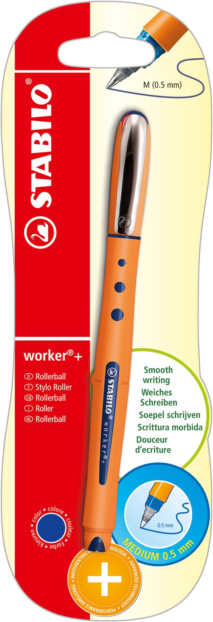 STABILO Rollerball worker+ Medium - Blue