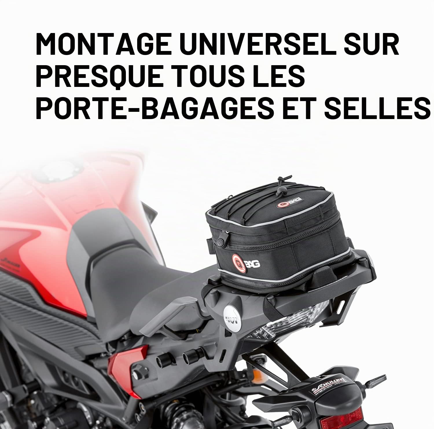 QBag Sac Arrière Moto Porte-Bagages Extensible 3,5-5 Litres Noir, Dimensions 29x20x14-18 cm