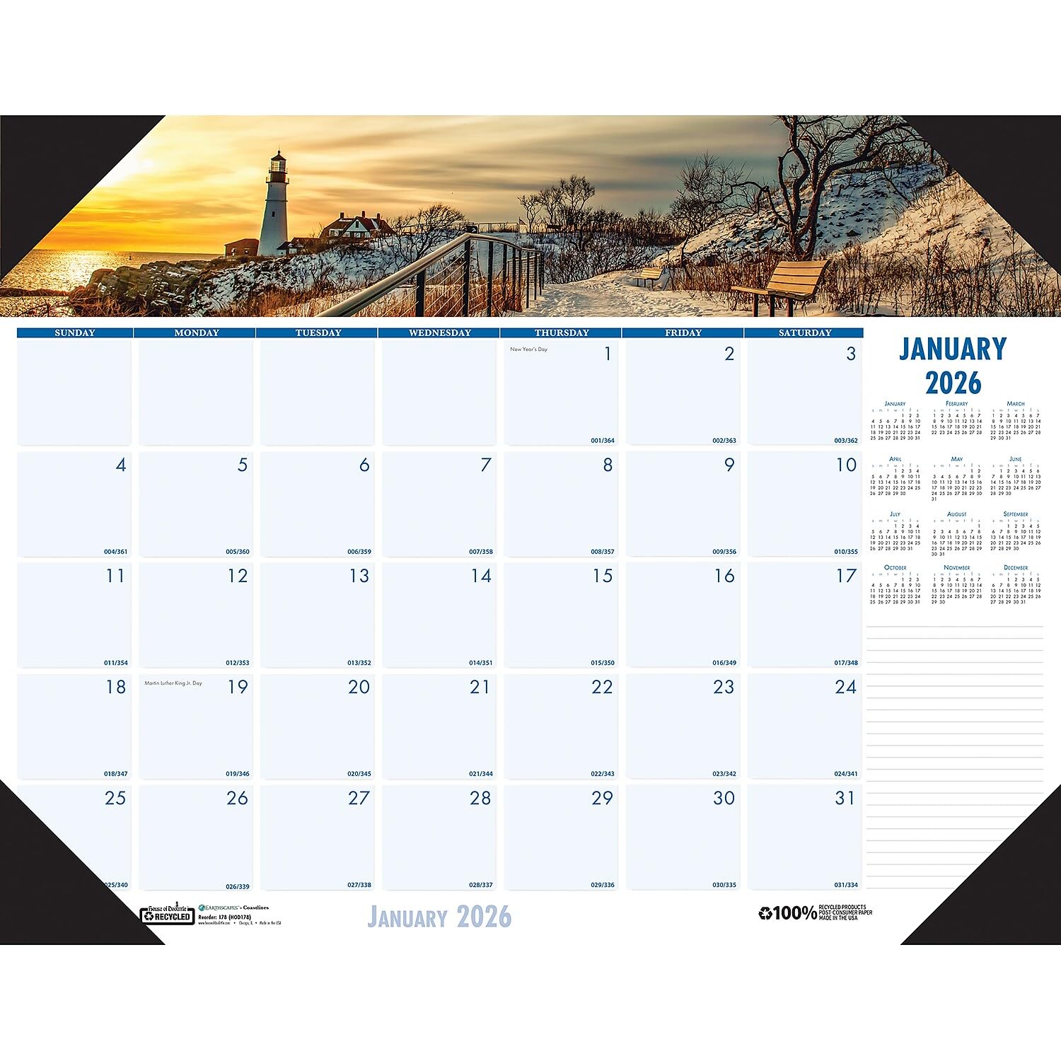 House of Doolittle 2026 Earthscapes Coastlines 18.5" x 13" Monthly Desk Pad Calendar (1786-26)