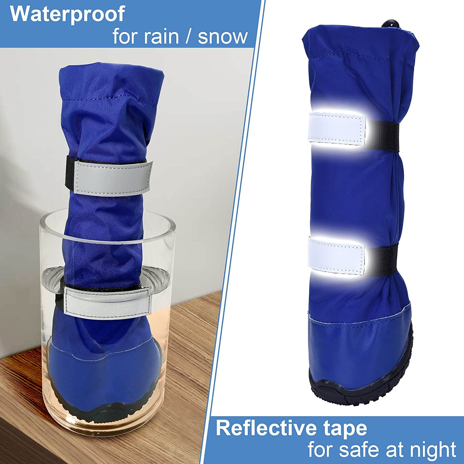 Outdoor Hundeschuhe Winter Hundeschuhe rutschfest für Schnee Regen (Schwarz, XL, 4 Stück)