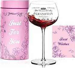 Presentes de aniversário para avó, taças de vinho vintage gravadas avó 400 ml, presentes de aniversário exclusivos para mulheres, presentes de amizade