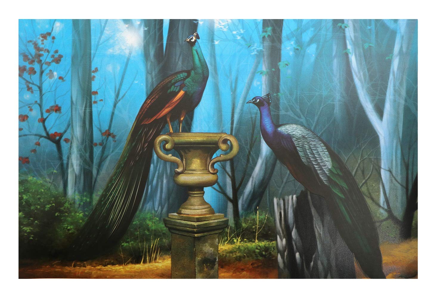 Peinture de Vastu paons grande affiche salon décoration murale multicolore sans cadre 61x91 cm