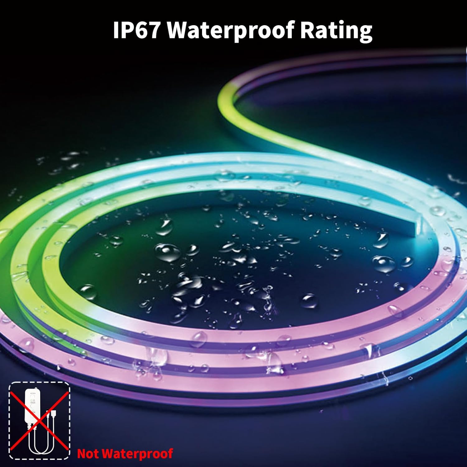 26FT LED Neon RGBIC Lights, LED Lights with RF Remote & APP Control, Flexible IP67 Waterproof Outdoor, Music Sync, DIY Design, 24V LED Strip Lights for Gaming Livingroom Wall Christmas Decor