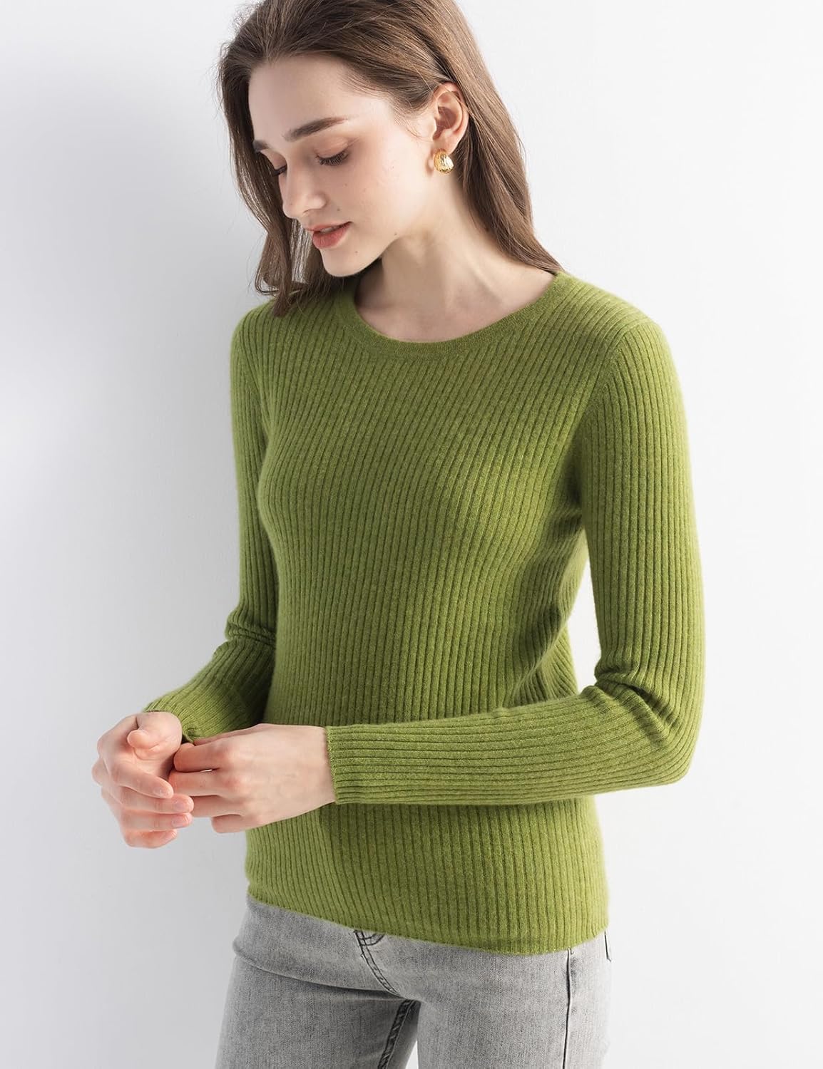 Chanyarn Women's 100% Cashmere Sweater Crewneck Fit Rib Knit Top Fall Winter Long Sleeve Basic Soft Knitted Pullover - Image 3