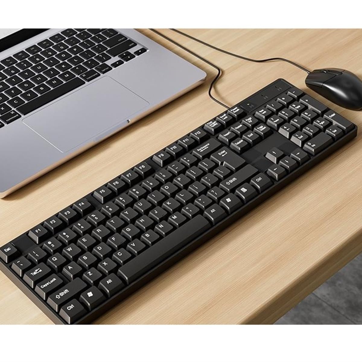 Kompaktowa Zestaw Klawiatury I Myszy Przewodowy Komputer Biurowy Notebook Zewnętrzna Gra Uniwersalna Dla Komputerowego(Black)