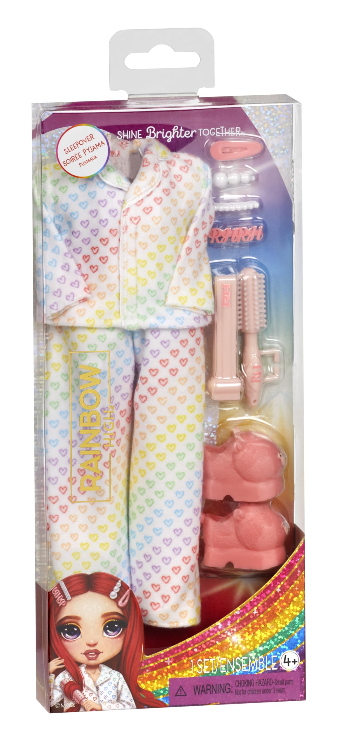 Rainbow High Fashion Pack, Sleepover includes 1 Full PJ Outfit, Slippers, Jewelry and Play Accessories. Mix & Match with other packs to Create Tons of Fun Looks. Kids Toy Gift Ages 4-12 Years