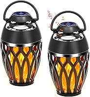 Vanten 2-Pack Bluetooth 5.0 Outdoor Flame Speakers - IPX5 Waterproof LED Torch Lights for Patio Party Garden Ambience