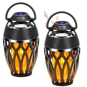 Vanten 2 Packs Outdoor Bluetooth Speakers Bluetooth 5 0 Led Flame Speaker IPX5 Waterproof Flame Torch Atmosphere Speaker