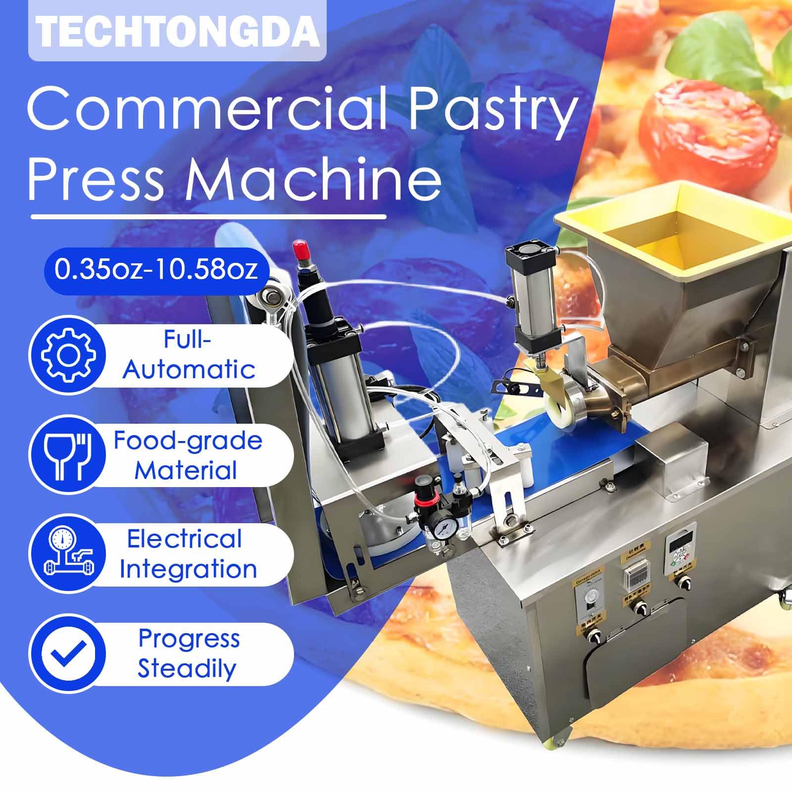 TECHTONGDA Commercial Pastry Press Machine Automatic Dough Divider Pizza Dough Machine Electric and Pneumatic Drive Quantitative Combination Dough Divider Sheeter Press Machine