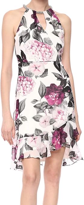 white halter neck cocktail dress