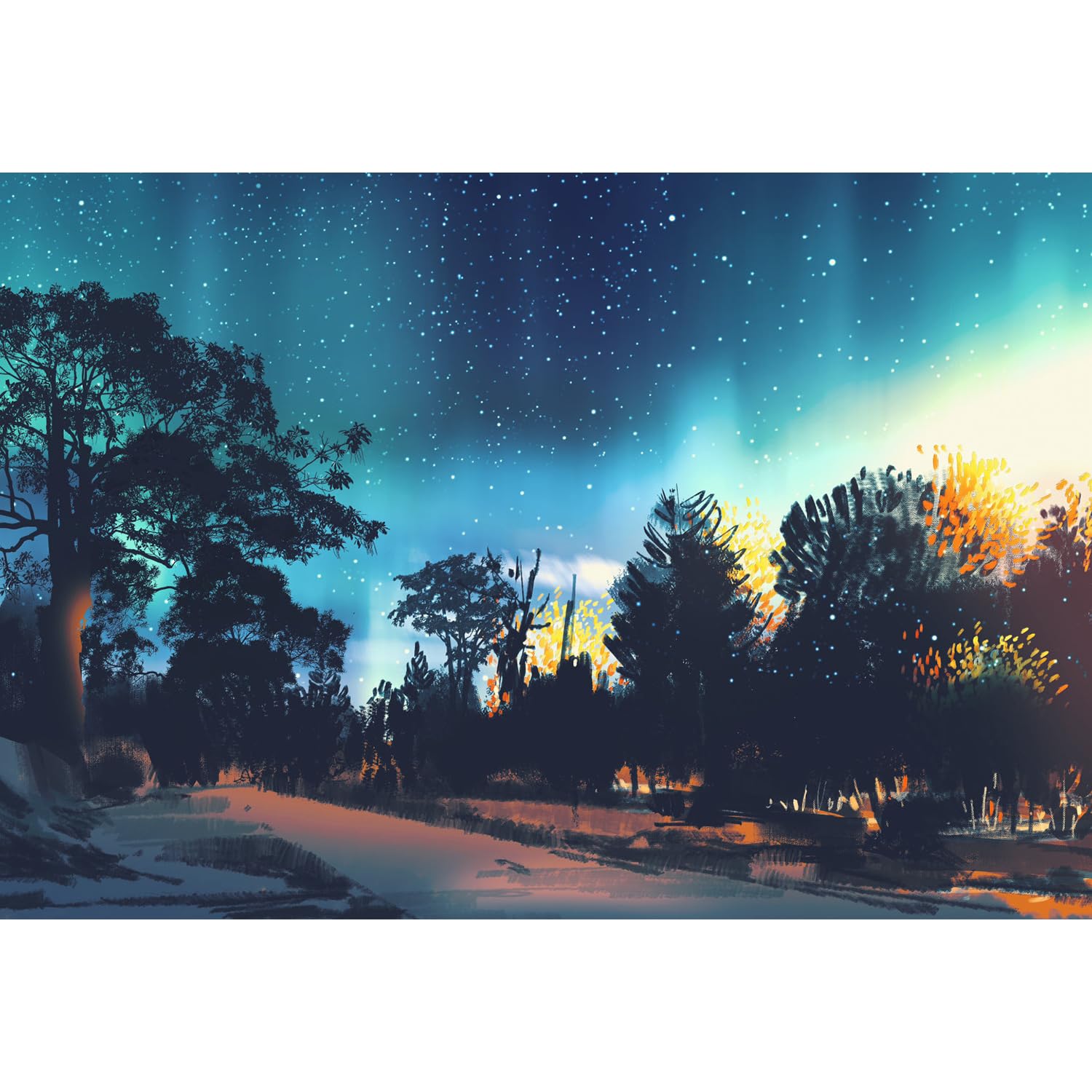MISITU Jigsaw Puzzle Micro Piece 1000 Piece Puzzle Landscape Painting Plants Forest Nature Starry Sky Aurora Gift Birthday Christmas Stylish Decor Aurora Forest (26 x 38 cm) : Toys & Games