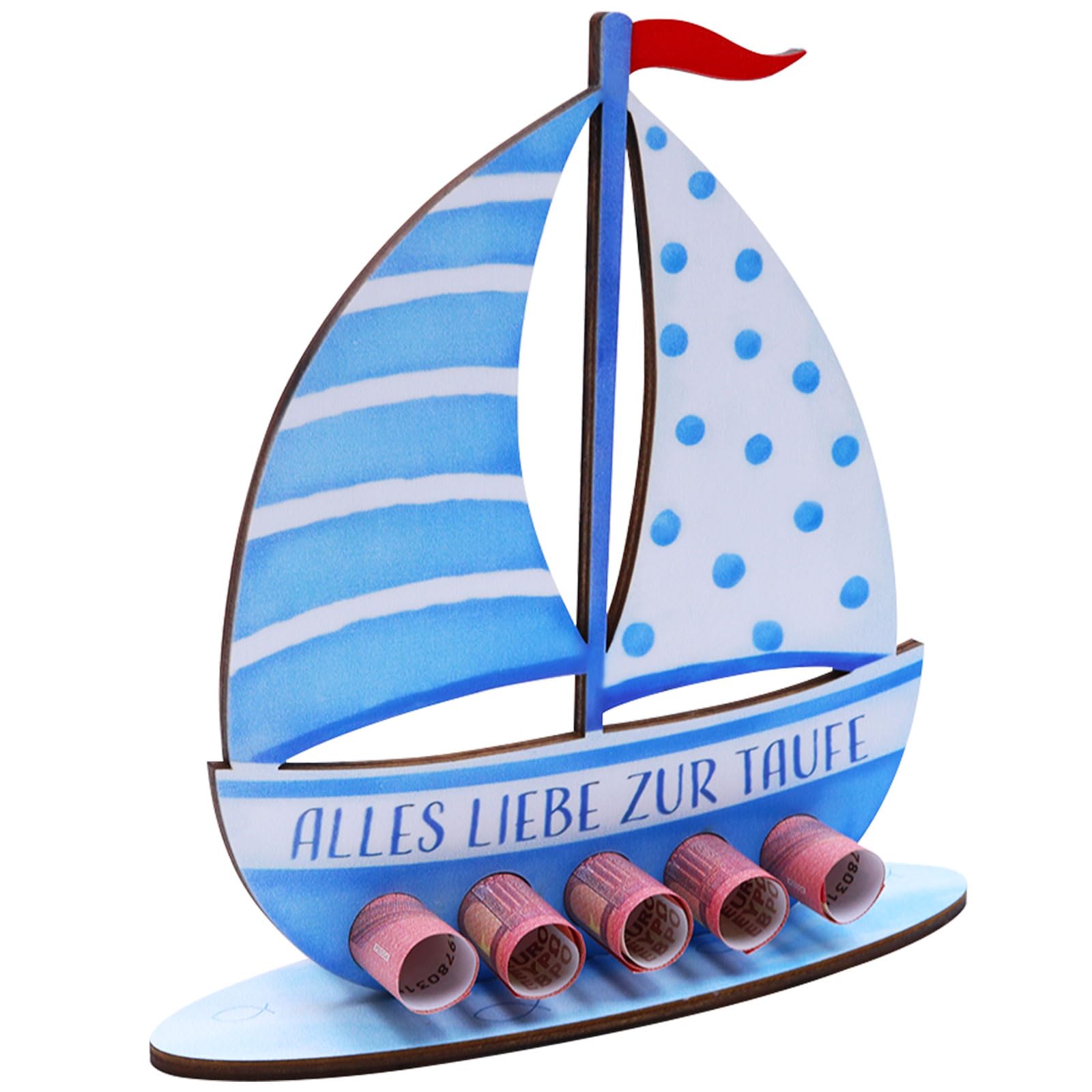 Noviatrix Taufgeschenke Jungen, Holz Taufe Geschenk, Segelboot was Schenkt man zur Taufe, für Taufe, Kommunion, Geburtstag (Blau)