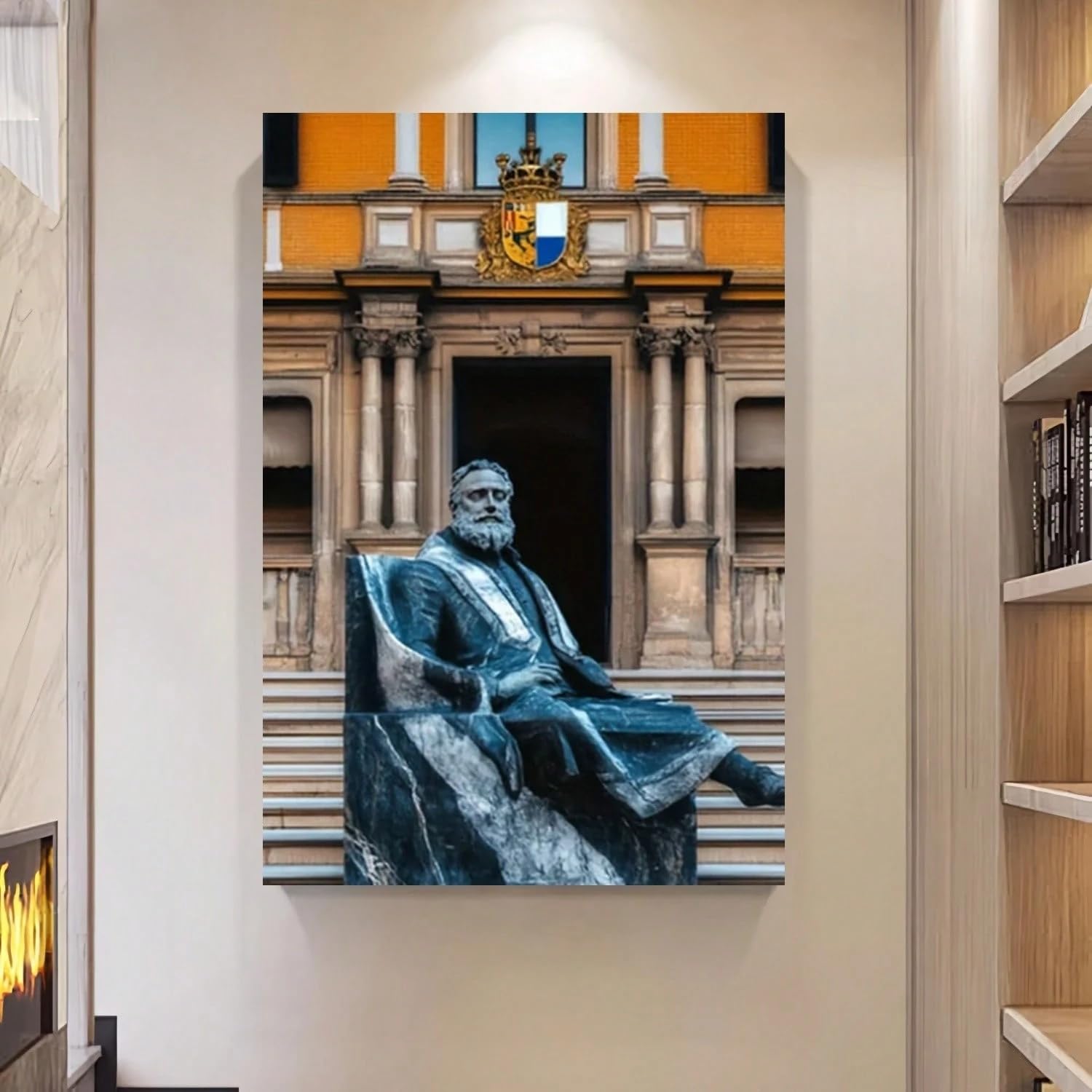 VCBNUGH Decorazione murale con scultura, stampa su tela di statua, stampa su tela, decorazione per camera da letto/soggiorno (50x70 cm/con cornice)