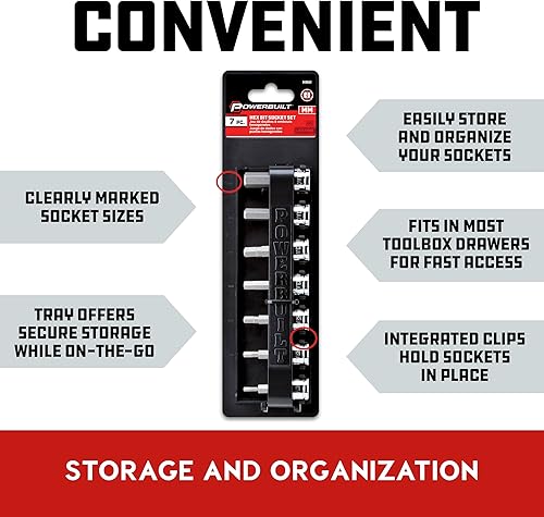 Miniatura 6 de Powerbuilt Juego de llaves hexagonales métricas de 7 piezas de 38 pulgadas, incluye soporte de herramientas de almacenamiento colgante de 3 a 0.315