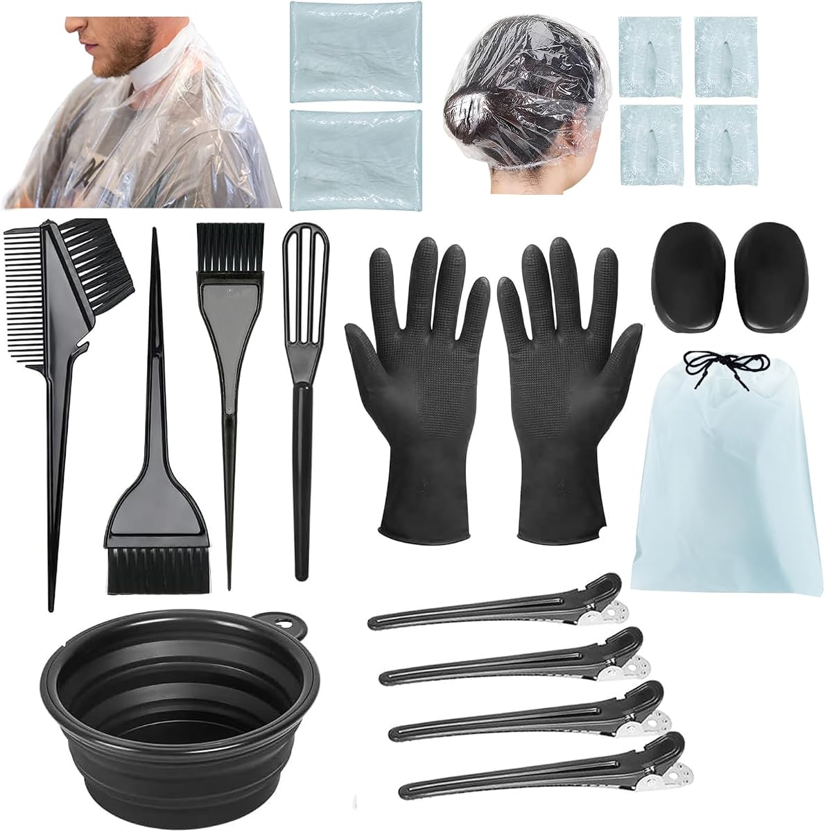 Svjetiq 21Pcs Hair Dye Kit Professional Hair Coloring Products with Hair Dye Brush, 350ml Hair Color Bowl, Hair Clips, Applicator, Earcover for Salon Bleaching & Hair Coloring at Home