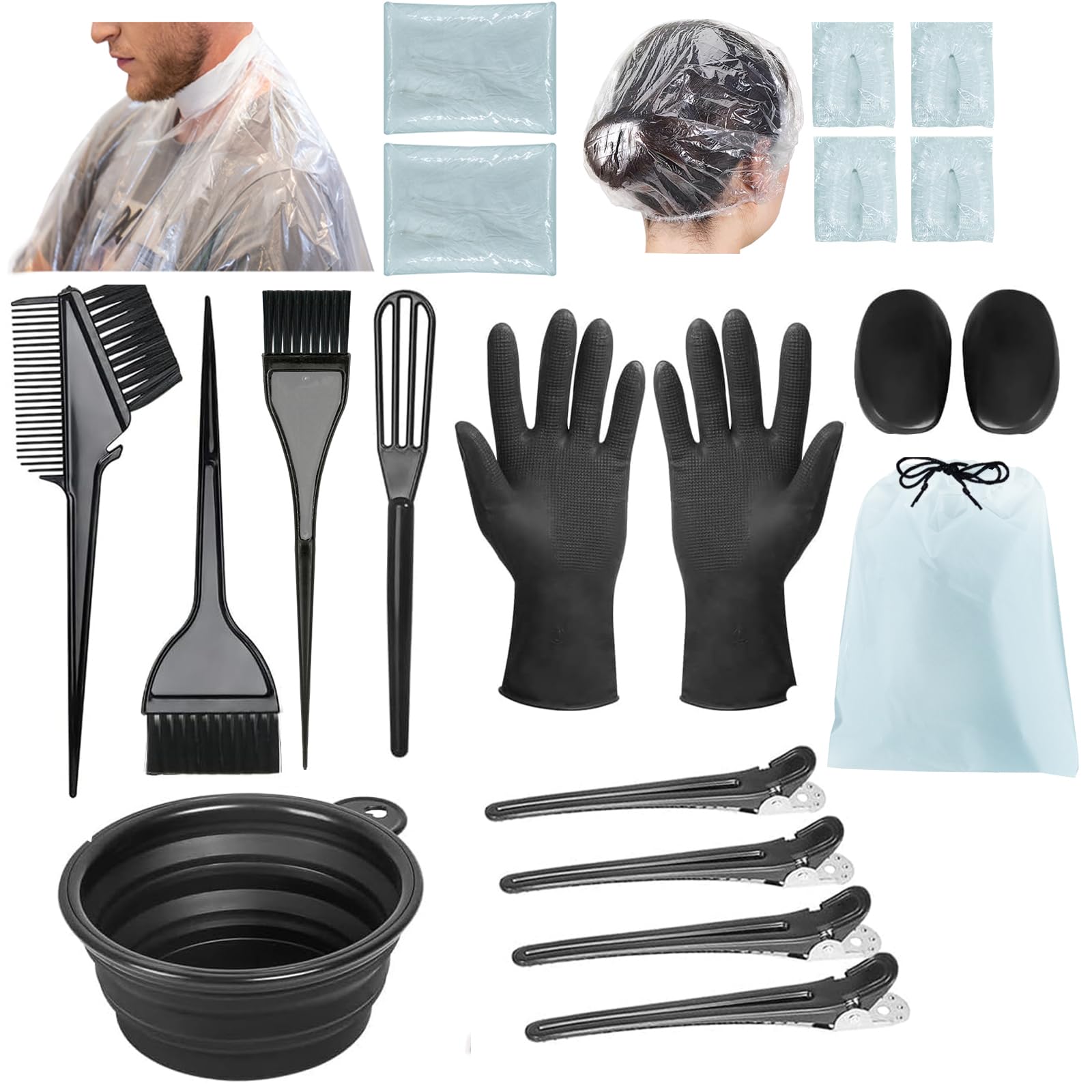 Svjetiq 21Pcs Hair Dye Kit Professional Hair Coloring Products with Hair Dye Brush, 350ml Hair Color Bowl, Hair Clips, Applicator, Earcover for Salon Bleaching & Hair Coloring at Home