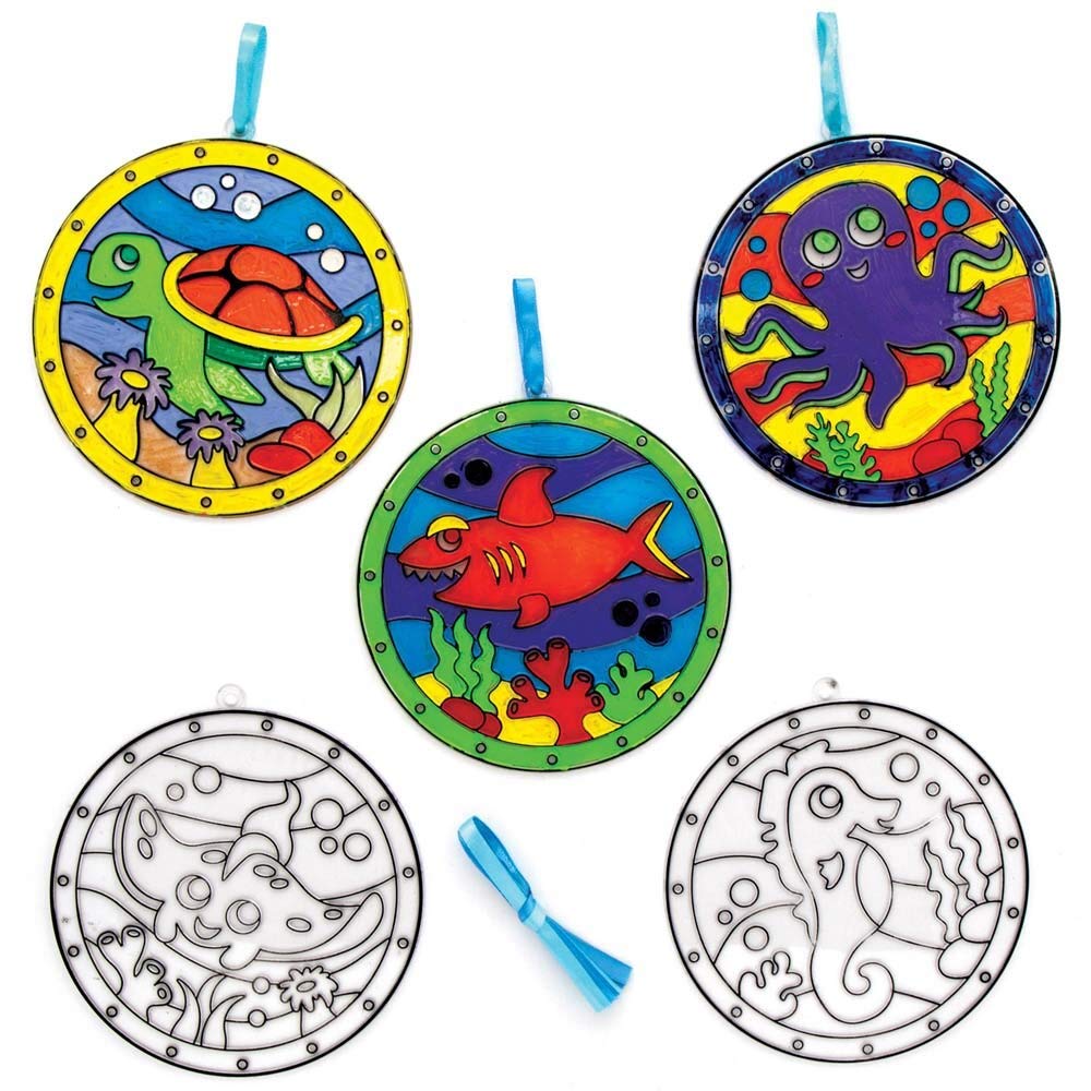 Kit Attrape-soleils Dinosaures à Décorer – Lot De 8 – En Acrylique – Avec Cordon – Loisir Créatif Enfant