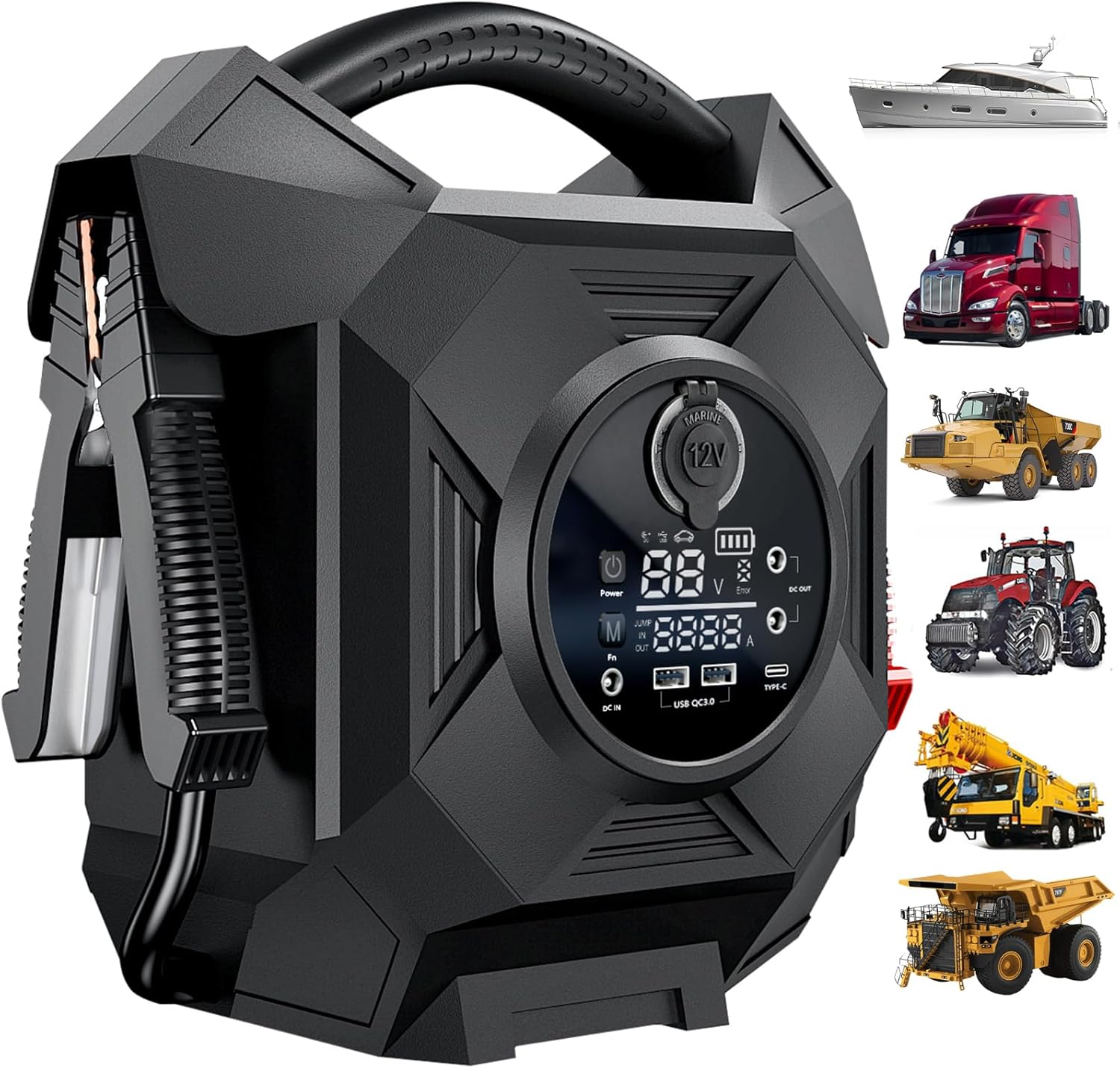 CAT797 Truck Jump Starter Heavy Duty, 30000A Peak, 12V/24V, -40°F Instant Start,Battery Booster for Forklift, Tractor, Semi Truck, Yacht, Gasoline and Diesel Engines Up to 50L, Class 8