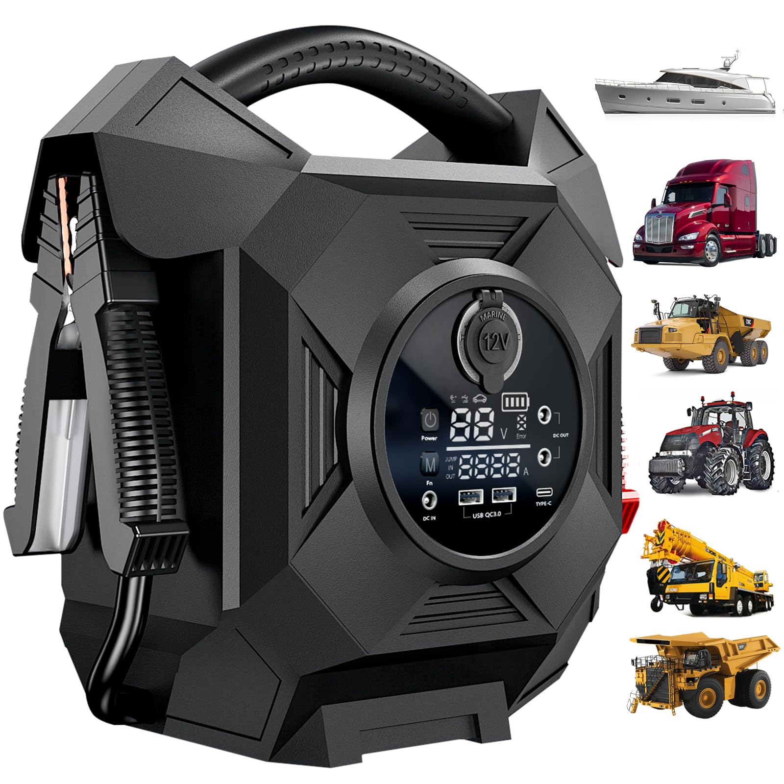 CAT797 Truck Jump Starter Heavy Duty 30000A Peak 12V 24V -40 F Instant Start Battery Booster for Forklift