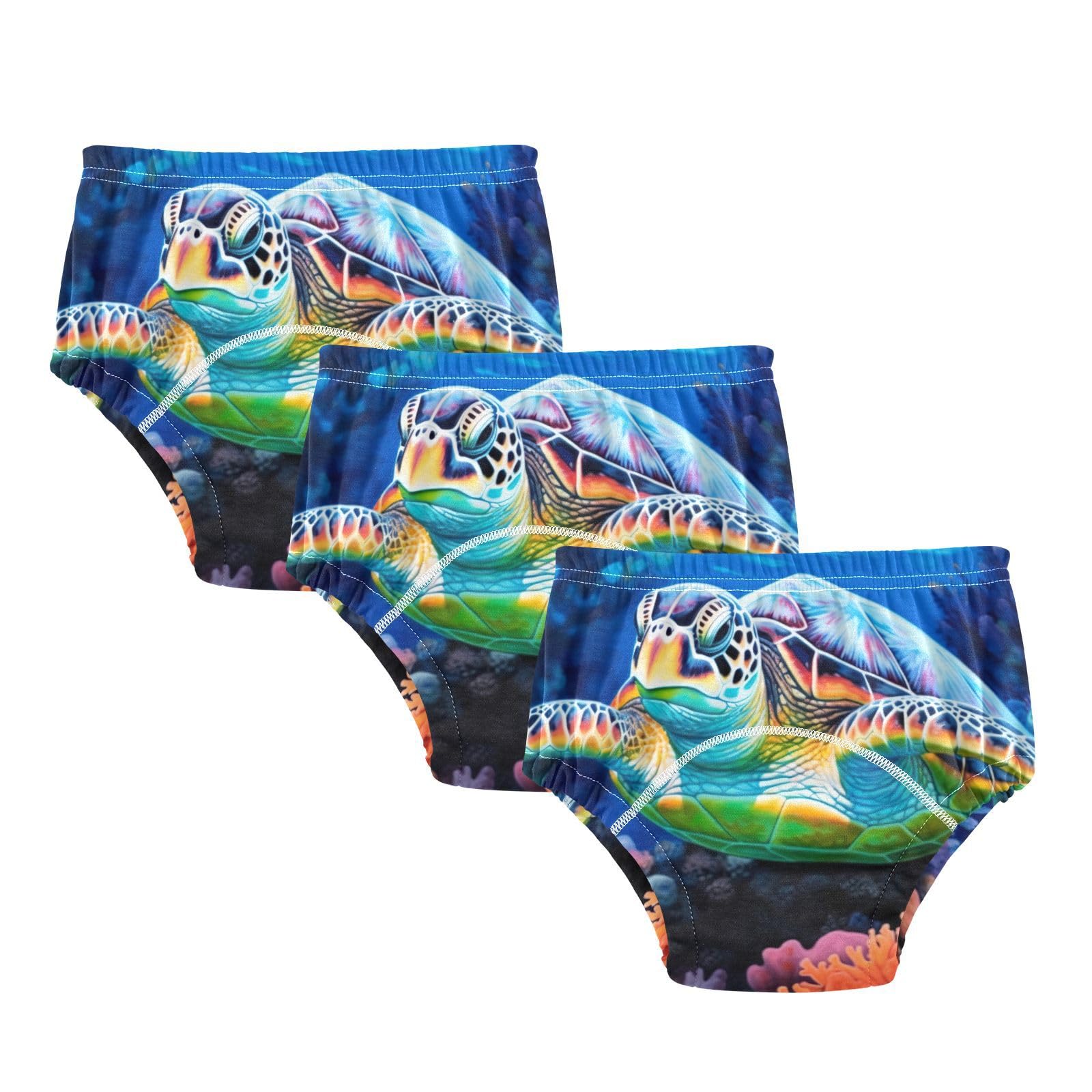 Coikll Sea Turtle Toddler Training Underwear Waterproof Baby Pee Pants-3T Multicolor