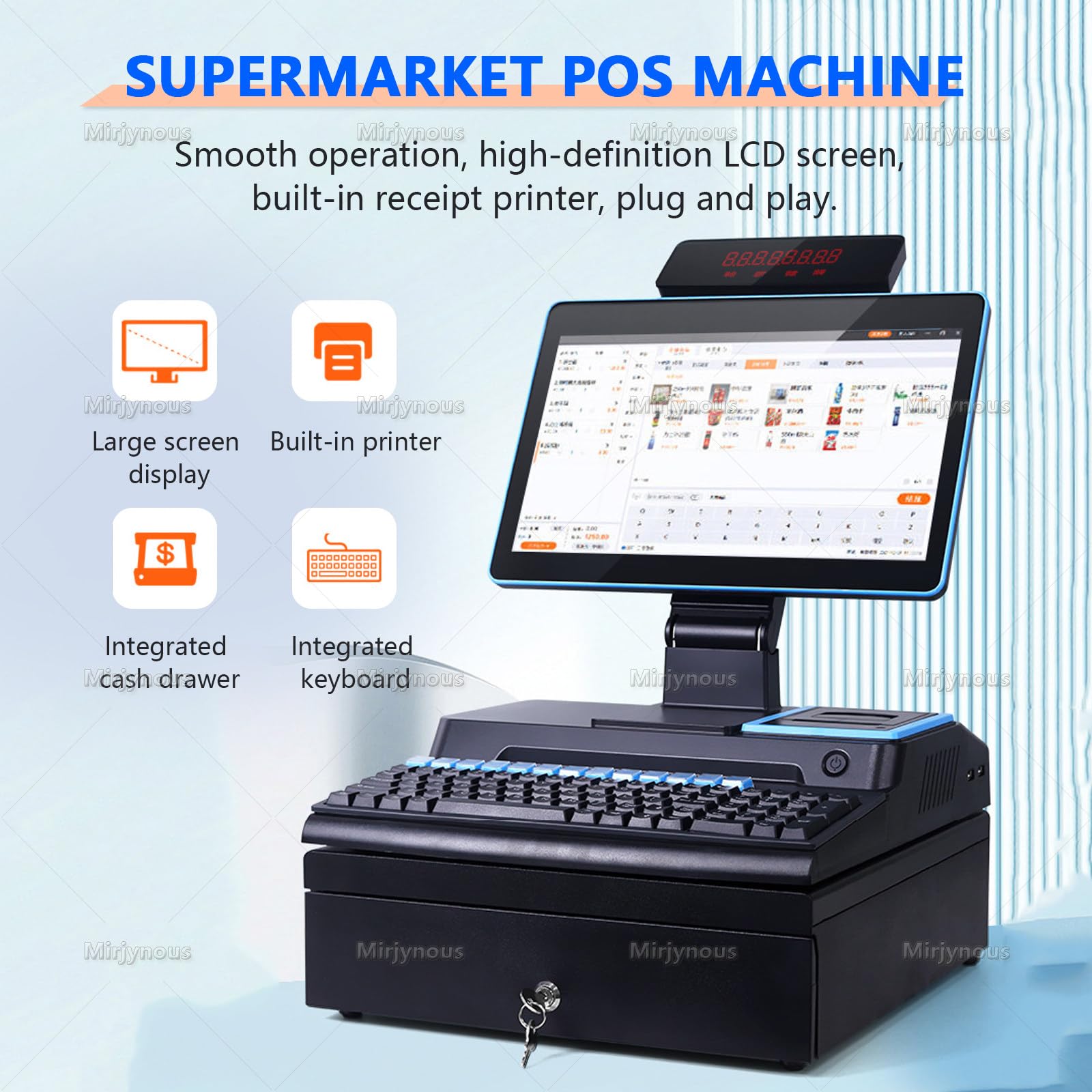 Caja Registradora con Pantalla LCD para Pequeñas Empresas, Tpv Comercio Black