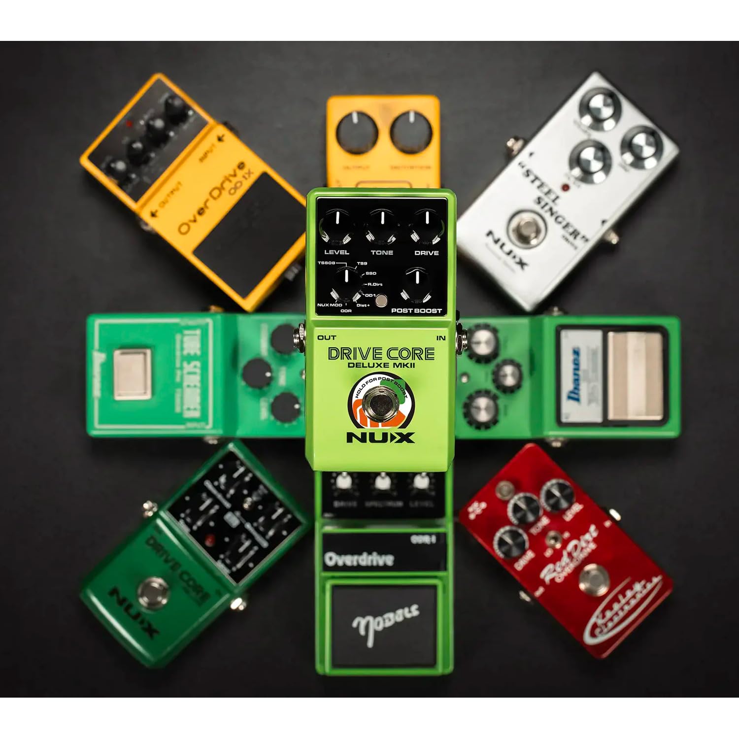 NUX Drive Core Deluxe MKII Overdrive Pedal – 8 modos analógicos True Bypass, Post Boost, Stompbox compacto – Para guitarra eléctrica, amplificador de tubo, FX Loop, Pedalera, Boss, JHS, unidad