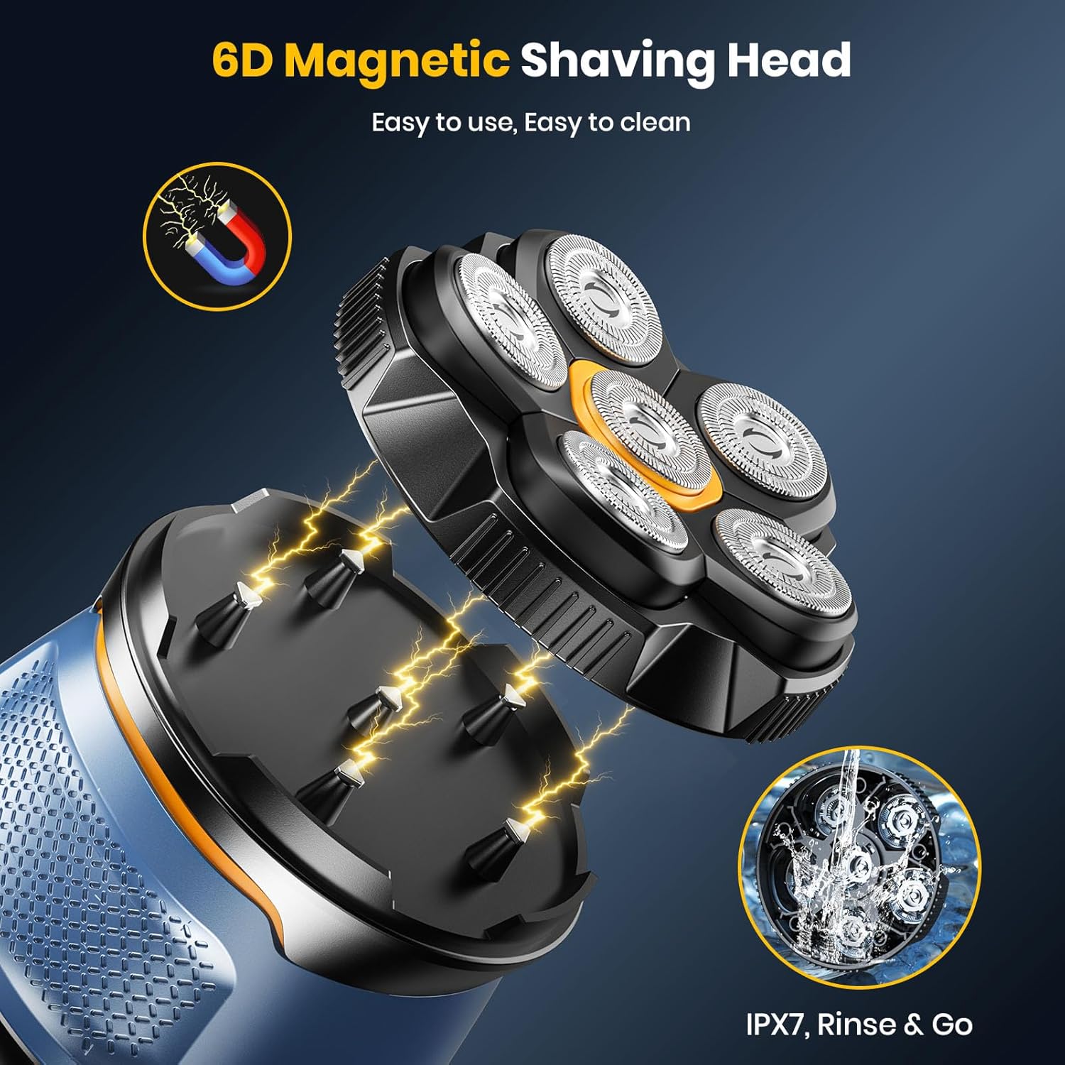 Head Shavers for Bald Men, 2026 Upgraded Magnetic Head Shaver, IPX7 Waterproof Wet/Dry Head Shavers for Men, 2-Speed Mens Head Shaver Bald - Image 3