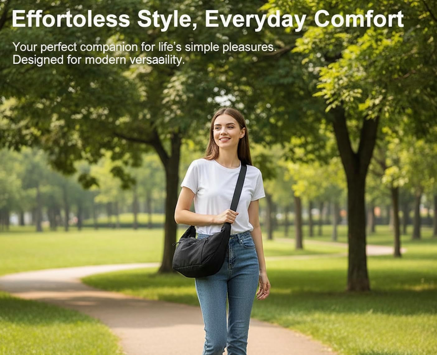 Haneulbit White Waterproof Crossbody Bag, Adjustable Shoulder Bag, Large Capacity - Image 5