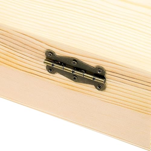 Miniatura 14 de Frcctre Caja de madera extra grande sin terminar, 13 x 10 x 6.5 pulgadas, caja de madera de pino natural sin terminar con tapa con bisagras y cierre