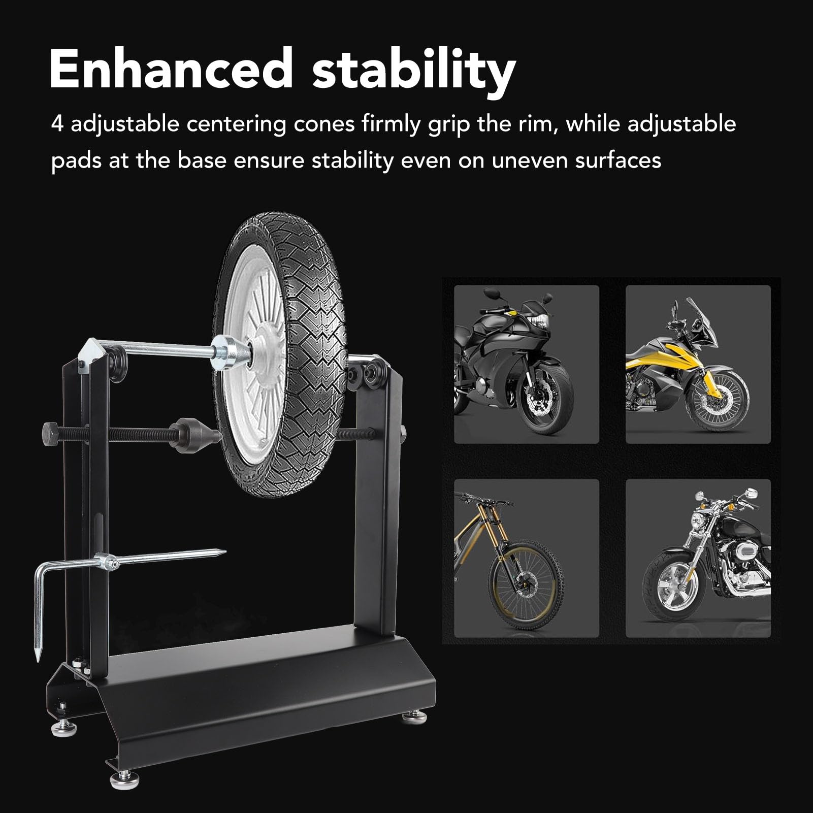 Jiawu Equilibrador de Ruedas, 26 Pulgadas de Capacidad, Conos de Centrado Ajustables, Equilibrador de Neumáticos, Soporte de Nivelación de Ruedas con Puntero de Nivelación Ajustable, Burbuja de para