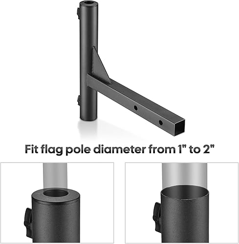 Miniatura 6 de Yescom Soporte para mástil de bandera de montaje de enganche de 2 pulgadas para 1 bandera con 2 tornillos anti-tambaleo SUV RV