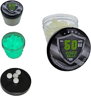 100 x Night Vision Fluorescent Silicon Rubber Balls Paintballs Glowing in The Dark in 50 Cal. Bolas de Goma Paintballs brillando en la Oscuridad en Calibre 50