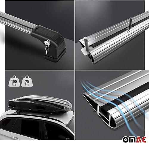 Miniatura 3 de OMAC Barras transversales de aluminio para Mazda 3 Sedan 2010-2013, color negro, 2 piezas antirrobo para viajes, kayak, canoa, surf, esquí,