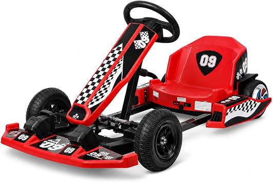 36V Electric Drift Kart for Kids Ages 8-12, 350W Go Kart with Soft Start, 3 Speed Settings and 32-44 Inch Adjustable Length