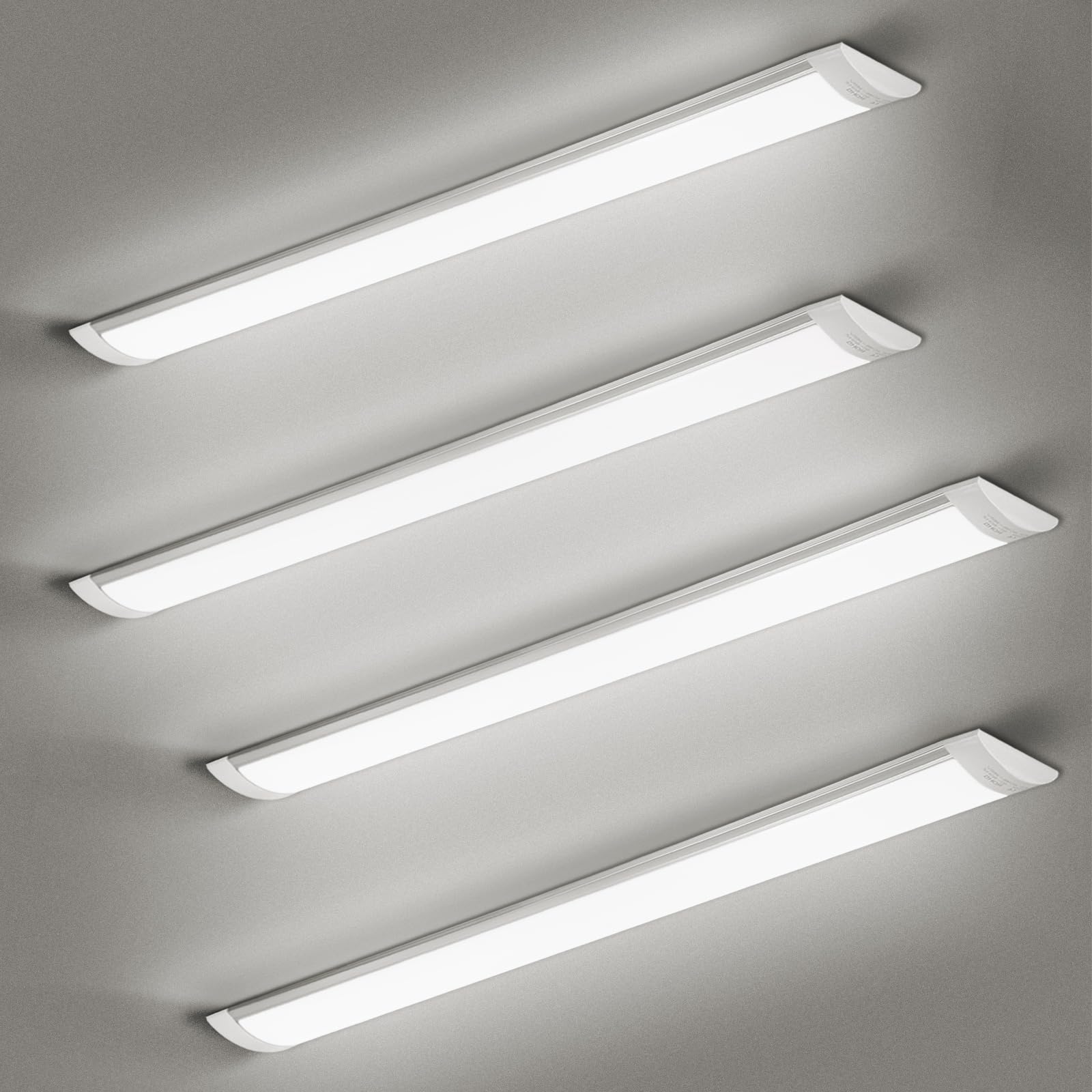 HUMIGA 3FT LED Batten Light, 30W Low Profile Wall Ceiling Surface Mounted Fitting, IP20 Slim Wide Tube Lighting for Office/Home/Shop/Workshop/Warehouse, Neutral White 4000K,4 Pack