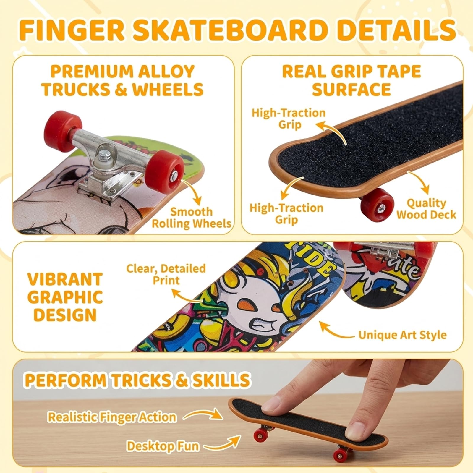 dienjason 12 Pcs Finger Skateboards, Mini Skateboard, Finger Skateboard - Image 3
