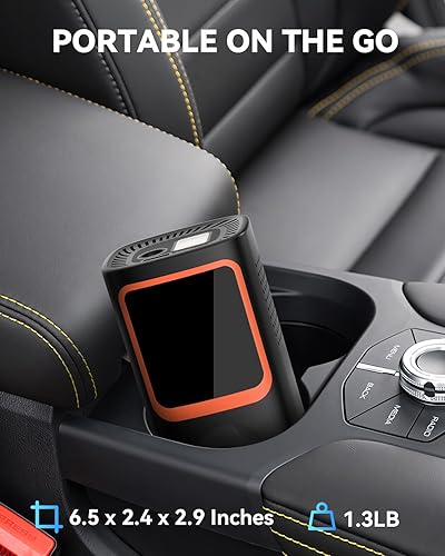 Miniatura 7 de Compresor de aire portátil para inflado de neumáticos, bomba de aire inalámbrica de 150 PSI para neumáticos de automóvil con manómetro y luz LED,