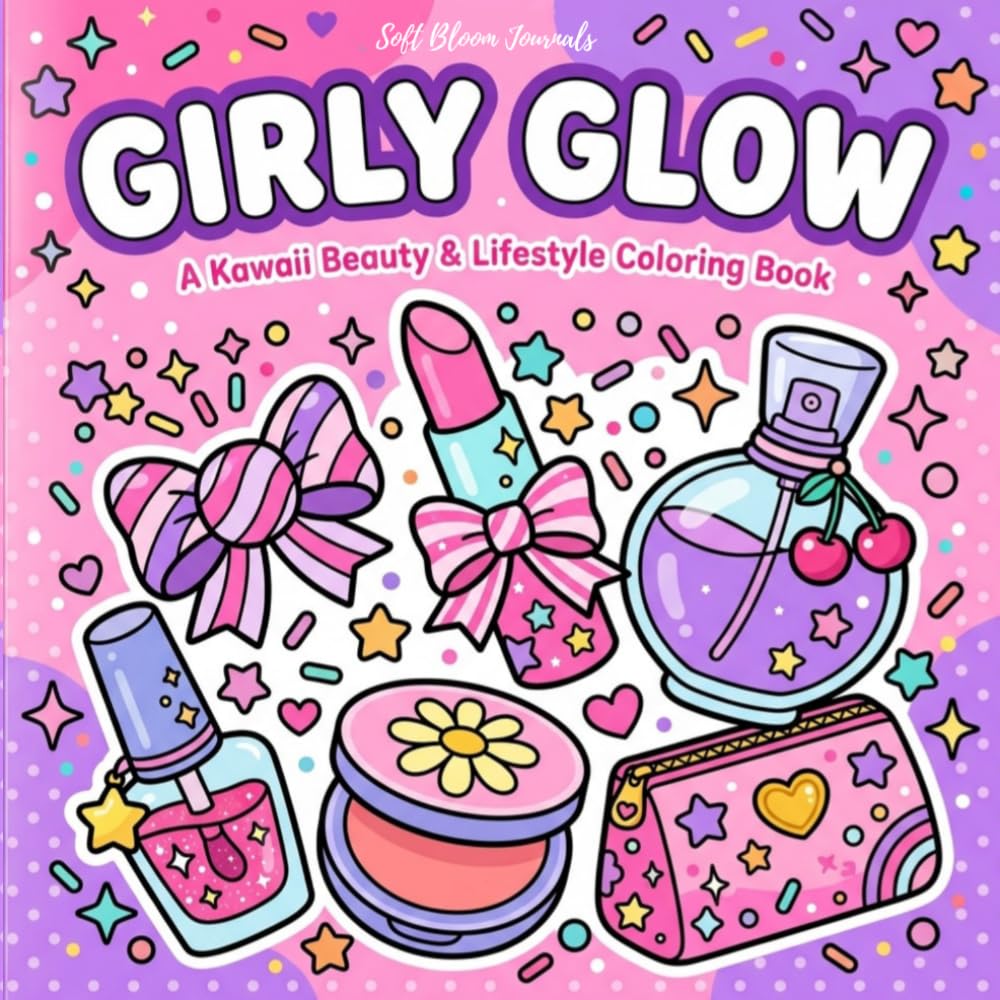 Girly Glow: A Kawaii Beauty & Lifestyle Coloring Book (Cute & Feminine Kawaii Coloring Books)