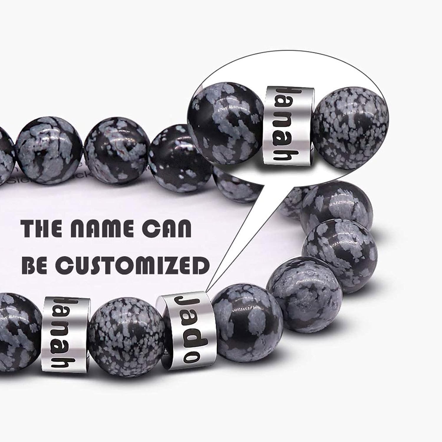 BAUMA AUTO Personalized Stone Beads Bracelets with 1-5 Names Tiger Eye Stone Bracelet Stone Beads Bracelets for Men Husband Grandpa Father's Day Christmas