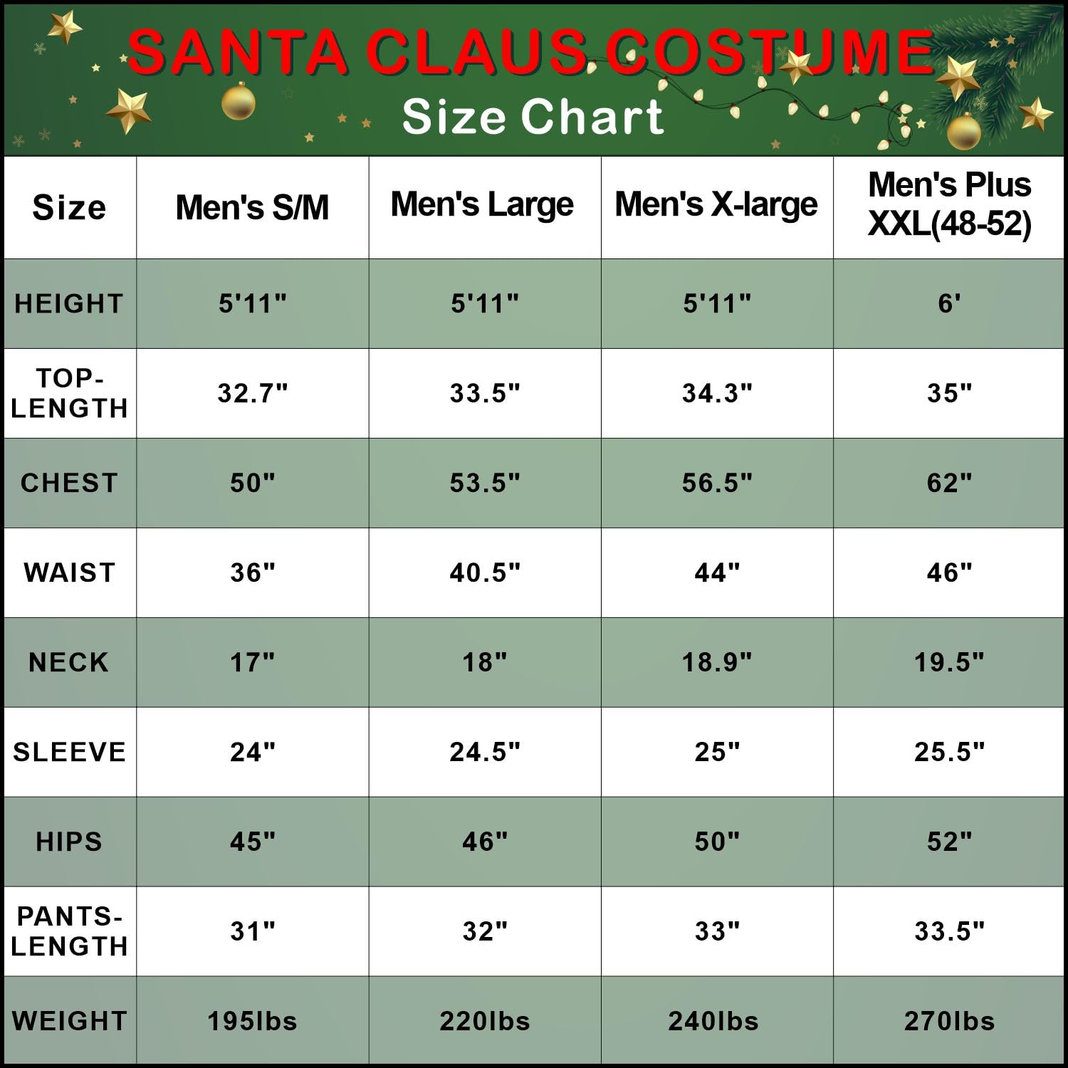 Sincere Party Ein Satz von 9 Erwachsenen Luxus Santa Claus Kostüme, Santa Claus Tops, Hosen, Hüte, Stiefeletten, Gürtel, Bärte, Handschuhe