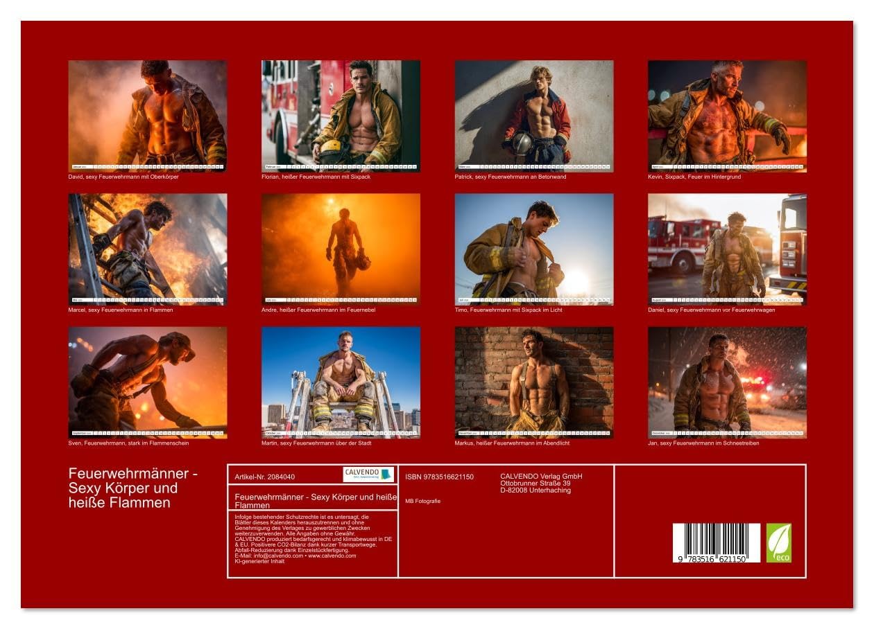 Feuerwehrmänner - Sexy Körper und heiße Flammen (Wandkalender 2026 DIN A3 quer), CALVENDO Monatskalender: Erotischer Männerkalender: Nackt, muskulös ... in Uniform und Einsatz (CALVENDO Erotik)